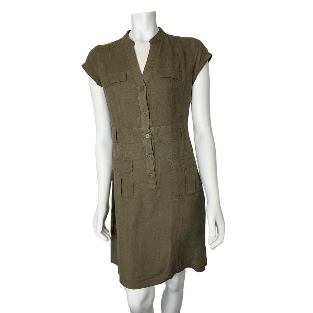 Banana Republic Shirt dress Safari Shirt Size 6 Olive green, pockets